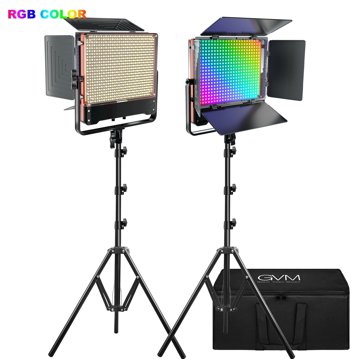 GVM 50SM Bi-color & RGB Double-sided Light Soft Panel LED Video Light 2-light-kit - mylensball.com.au