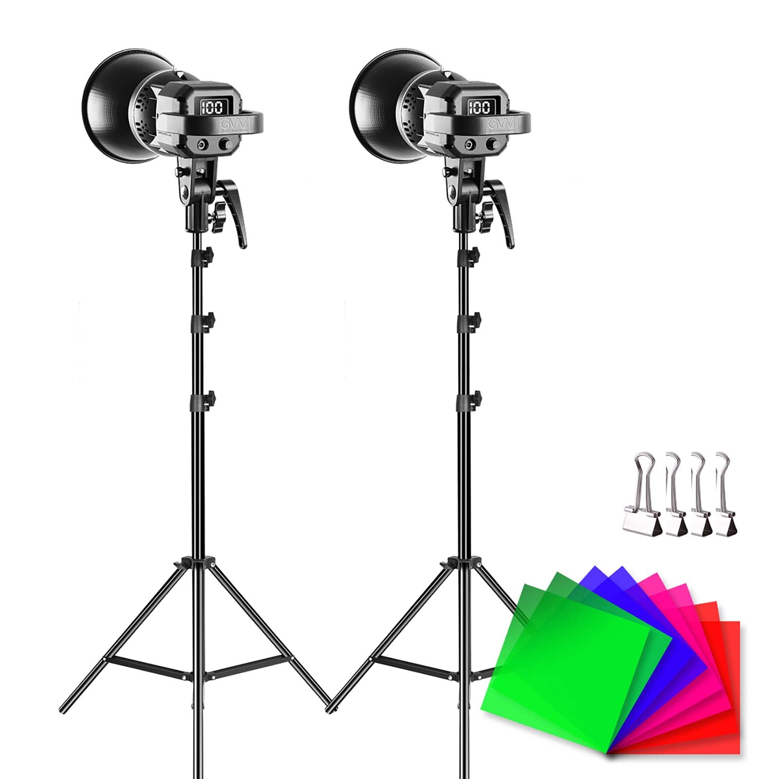 GVM P80S Spotlight Studio LED Video Light 2-Light-Kit with Filters - mylensball.com.au