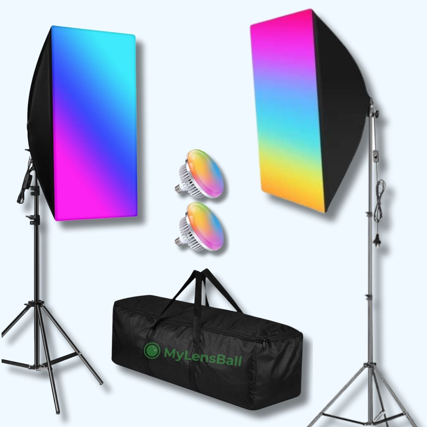 Pro LED RGB Softbox Lighting Kit-(Twin Box Design) - mylensball.com.au