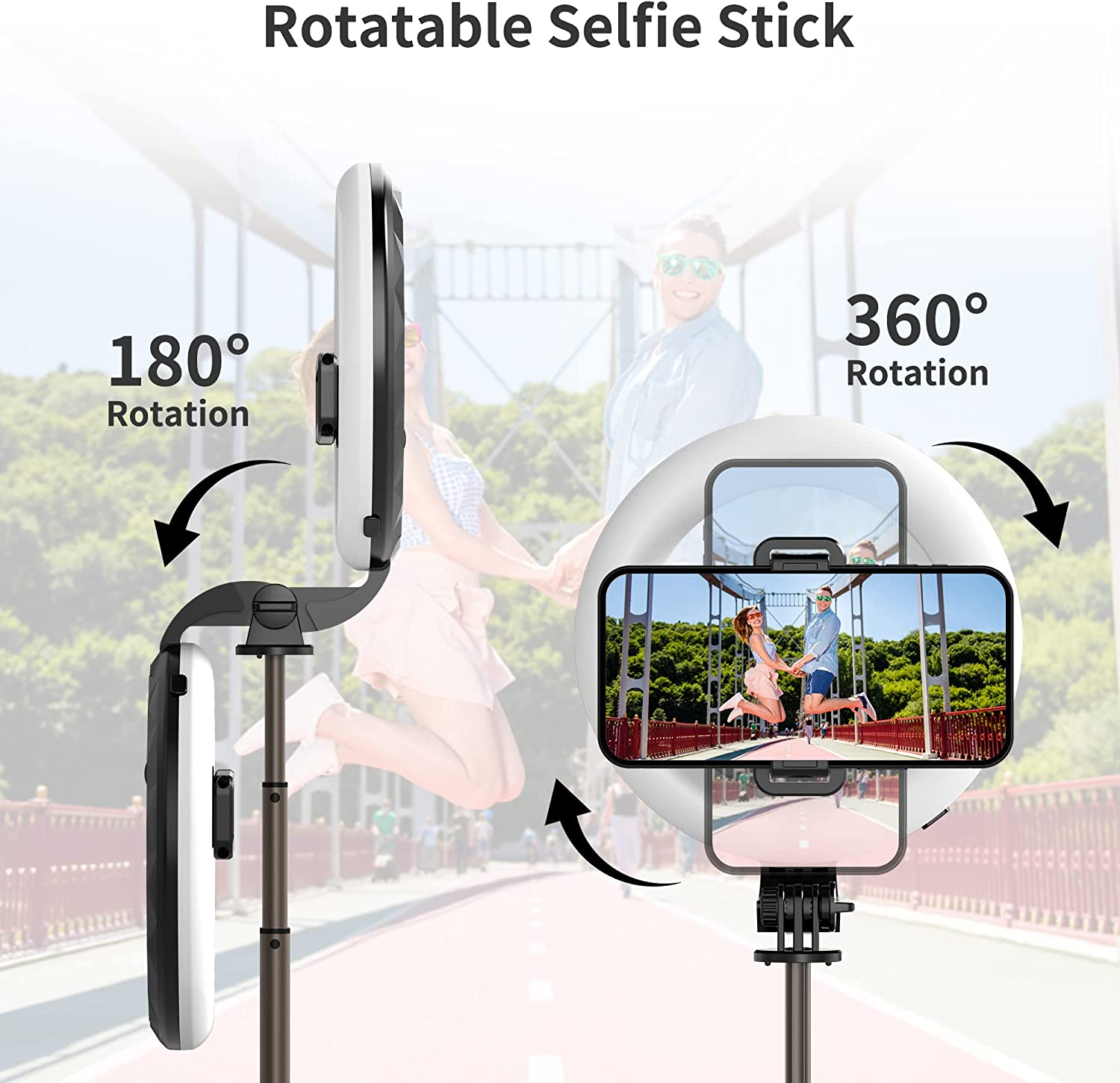 Bluetooth Selfie Stick Tripod with Ring Light - mylensball.com.au