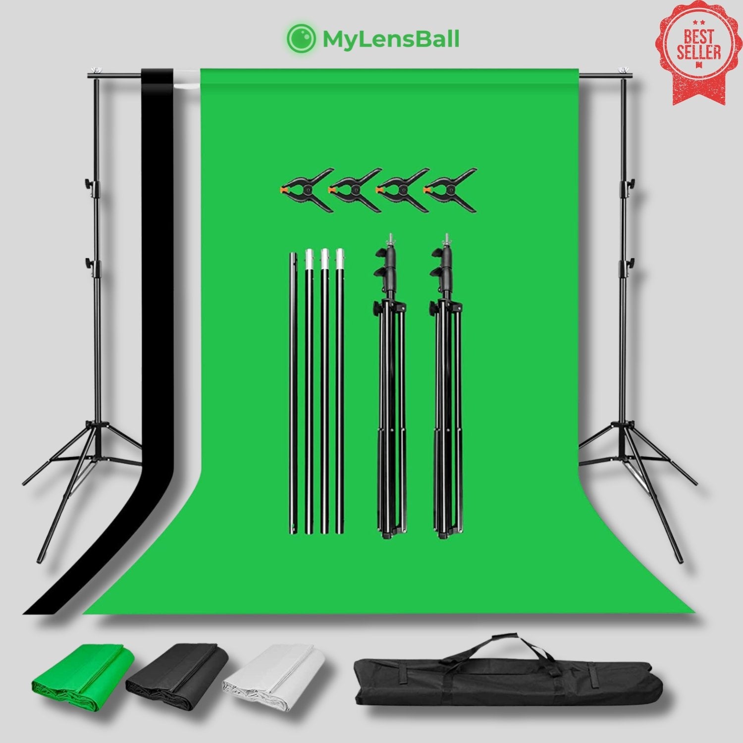 Green Screen Backdrop With Stand-2.5 x 3m - mylensball.com.au
