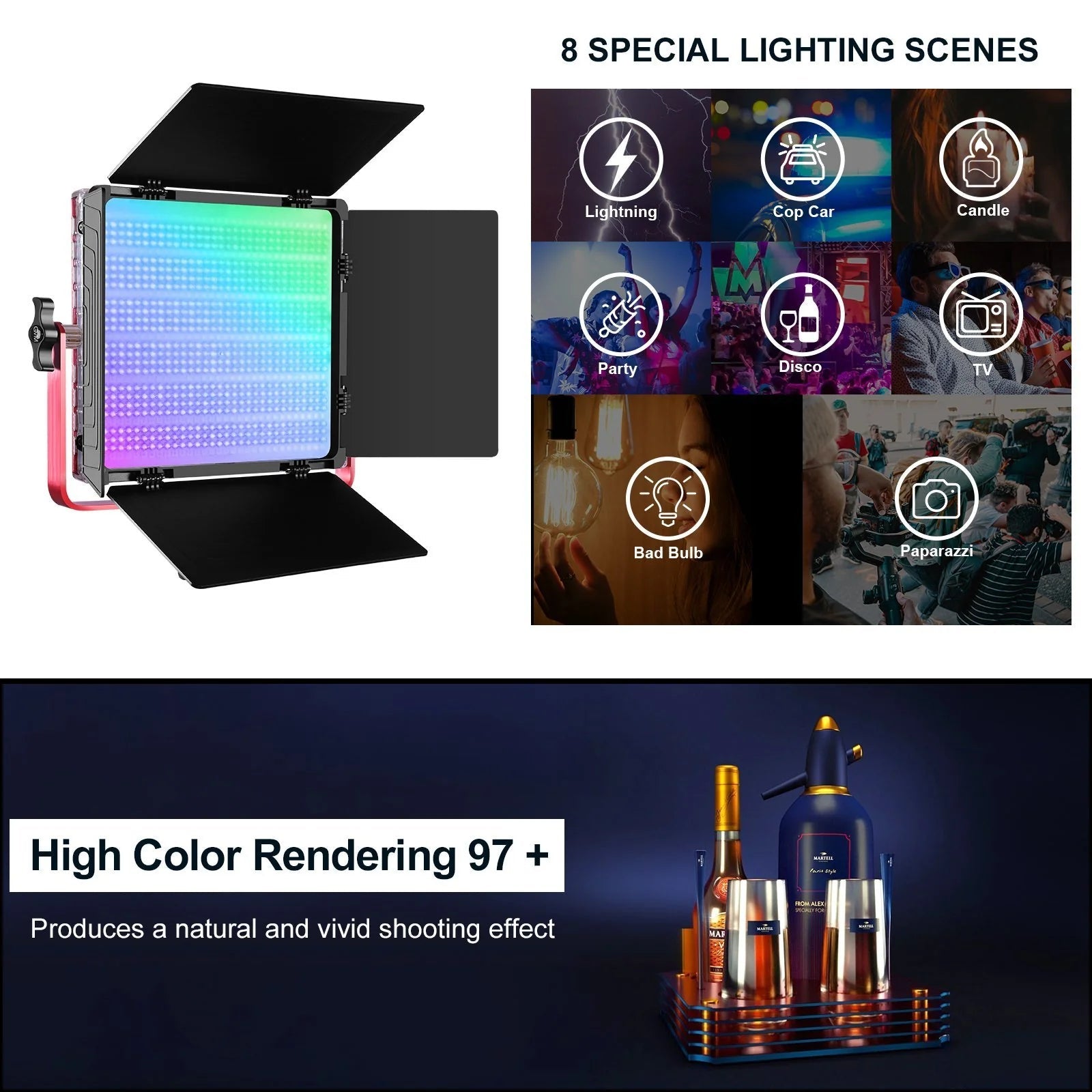 GVM 1200D-RGB LED Studio Video Light Kit - mylensball.com.au
