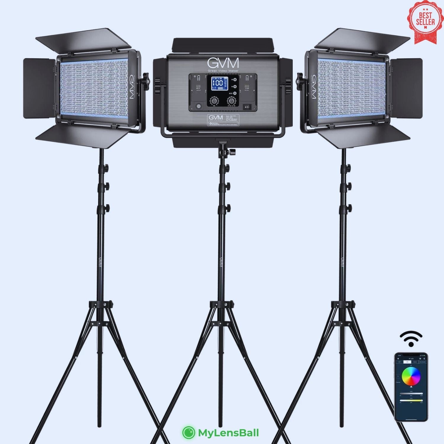 GVM 1500D-RGB LED Studio Video Light Kit - mylensball.com.au- Triple Lighting Kit