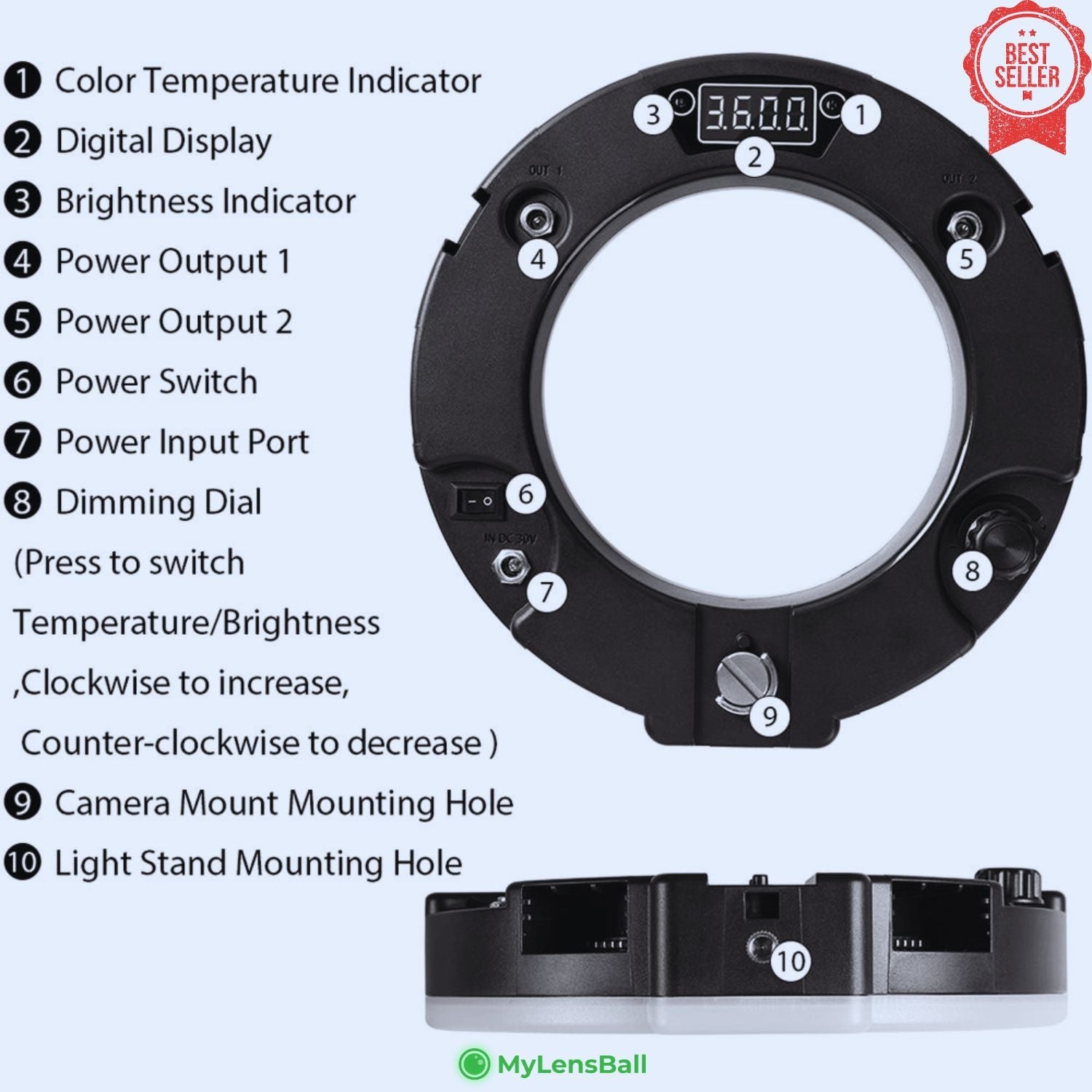 GVM 600S Led Video Lighting Kit, 90W Dimmable Bi-Color LED Ring Light with Stand - mylensball.com.au