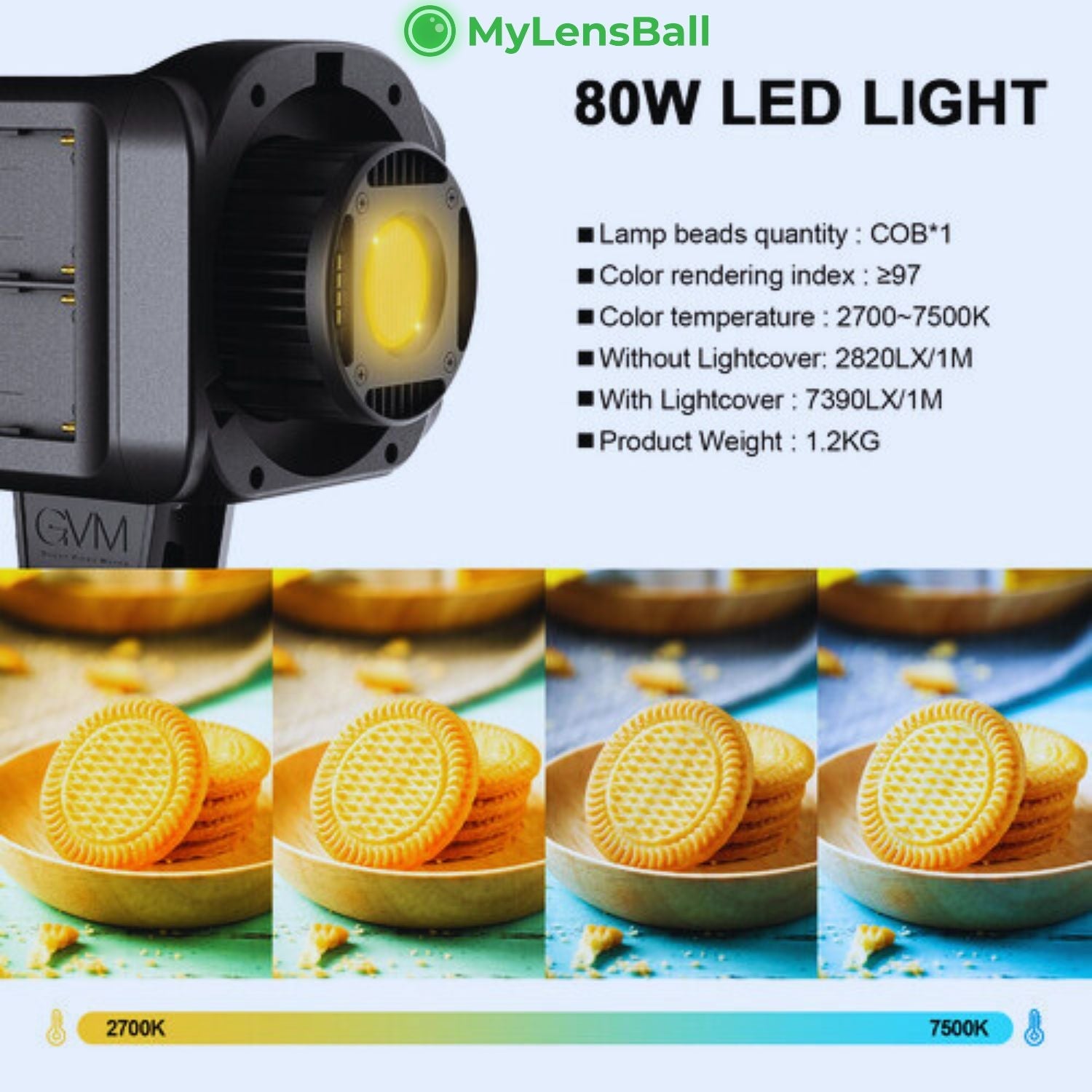 GVM SD80D Bi-Color LED Monolight - mylensball.com.au