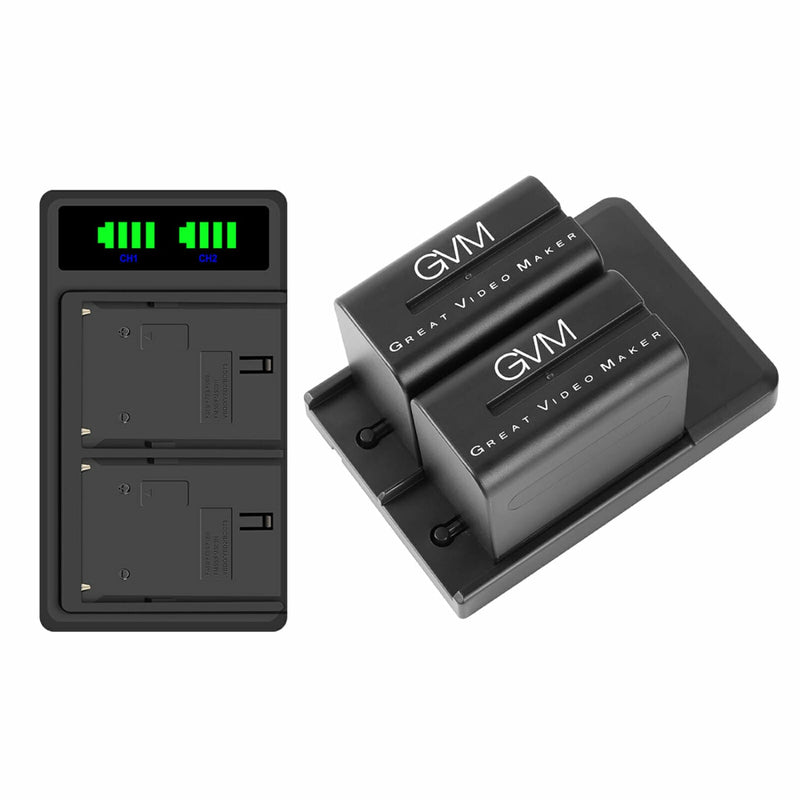 GVM-VM-F970 6600mAh Li-ion Batteries with Dual Charger and V-Mount Adapter - mylensball.com.au